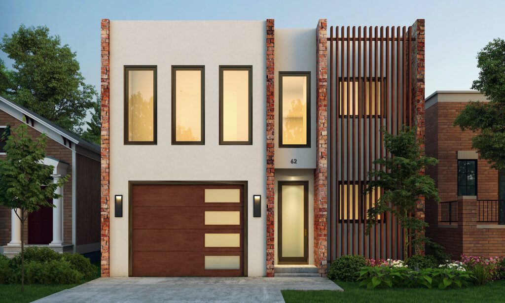 Rowhouse-Front Elevation-Toronto Canada. Designed by Myles Nelson McKenzie Design.